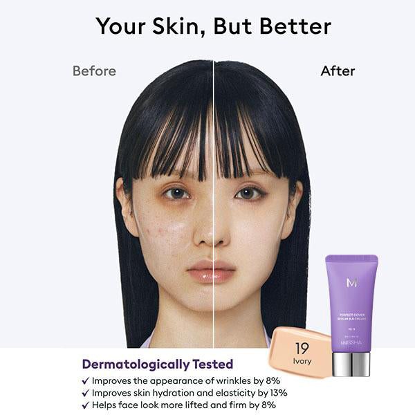 🔥Perfect Cover Serum BB Cream (35ml) - Bifida Ferment Lysate Serum-Infused BB Cream for Anti-Aging Skin Rejuvenation, Skin Tint, Tinted Moisturizer, Skin Care Foundation Makeup,Superfood Complex,Glass Skin CardiBB OGBB PurpleBB✨