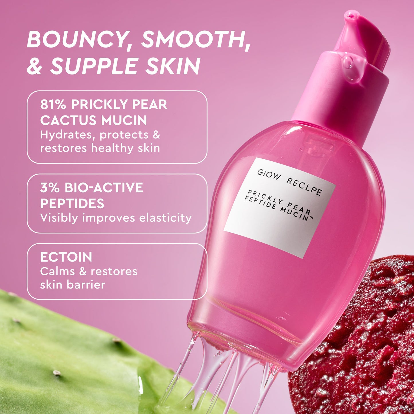 🔥Prickly Pear Peptide Mucin✨ This vegan “snail" mucin serum delivers visible bounce & deep hydration with 81%cactus-derived mucin + bio-active peptides for supple, smooth, resilient skin.✨.