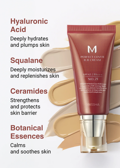 🔥Cardi Bs' Pick: M Perfect Cover BB Cream SPF 42 PA+++(50ml) 69 Fl Oz -Tinted Moisturizer with SPF✨