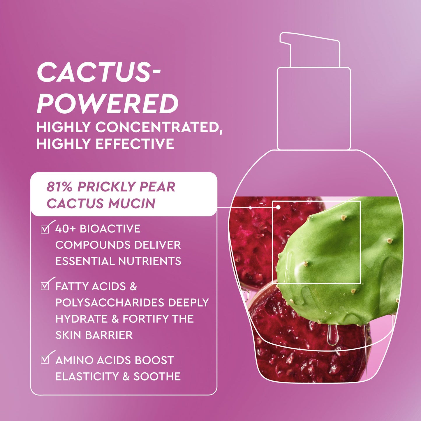 🔥Prickly Pear Peptide Mucin✨ This vegan “snail" mucin serum delivers visible bounce &amp; deep hydration with 81%cactus-derived mucin + bio-active peptides for supple, smooth, resilient skin.✨.